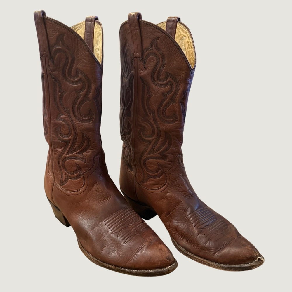 Panhandle Slim Mens Brown Leather Western Cowboy Boots Pointed‎ Toe 89162-7-1711